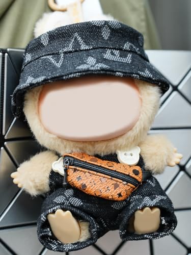 LYBHYQTII Clothes for 17cm Dolls, 3 Piece Set Including a Black Rompers, Brown Bag, Hat - Stylish Adorable Doll Dolls Clothes Accessories - Ideal for Collectors - No Doll