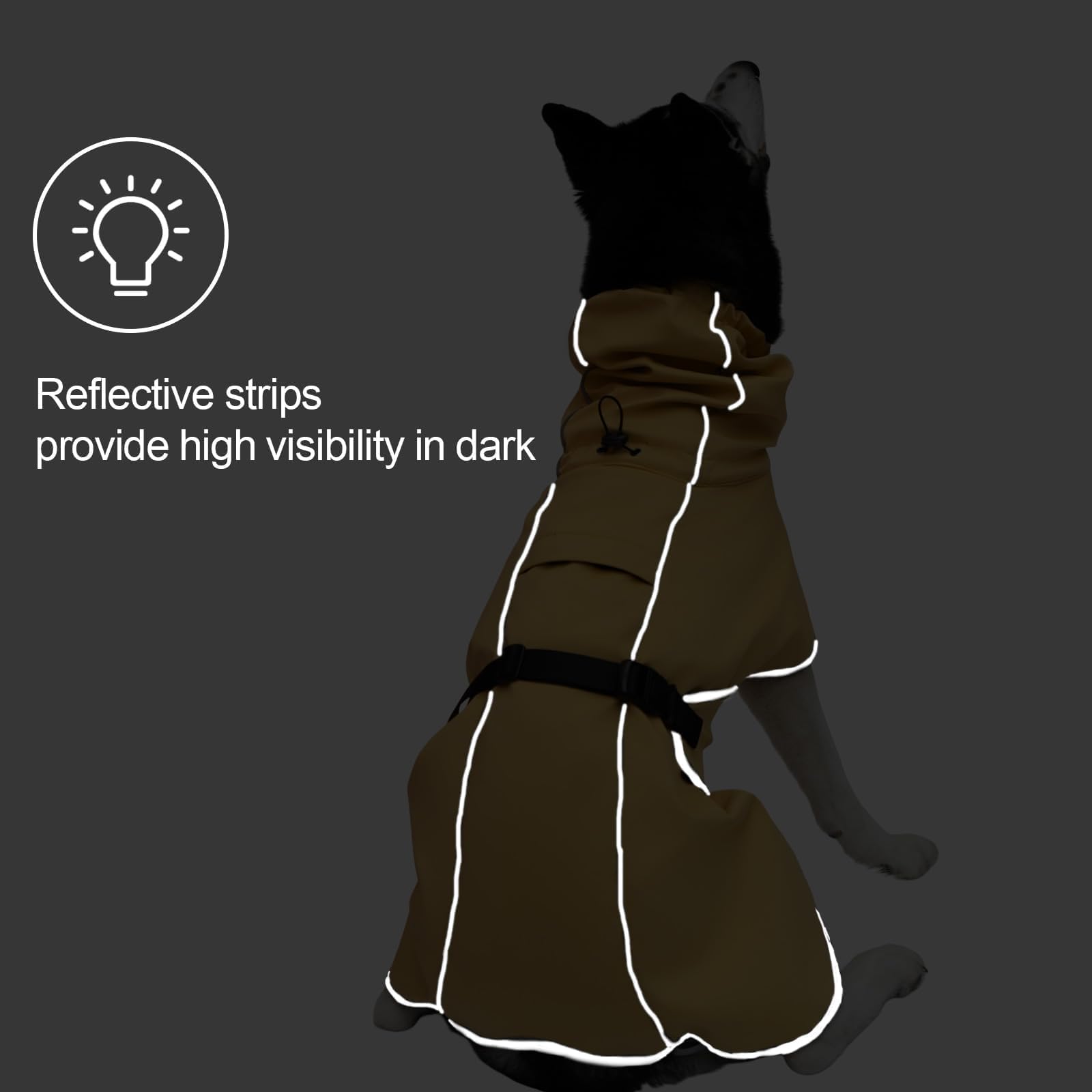 DELIFUR Impermeable para perros grandes, impermeable, poncho ajustable para perro, chaqueta impermeable ligera con forro suave para perros grandes, amarillo (XL)