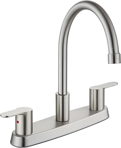 Grifo de cocina, juego central de 8 pulgadas para fregadero, 3 agujeros, doble mango, grifo de fregadero de cocina de arco alto, boquilla giratoria