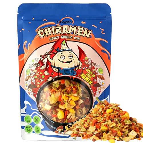 Chiramen Spicy Garlic Mix Dried Ramen Toppings, Fried Spicy Garlic, Vegetables, Egg, Plant-Based...
