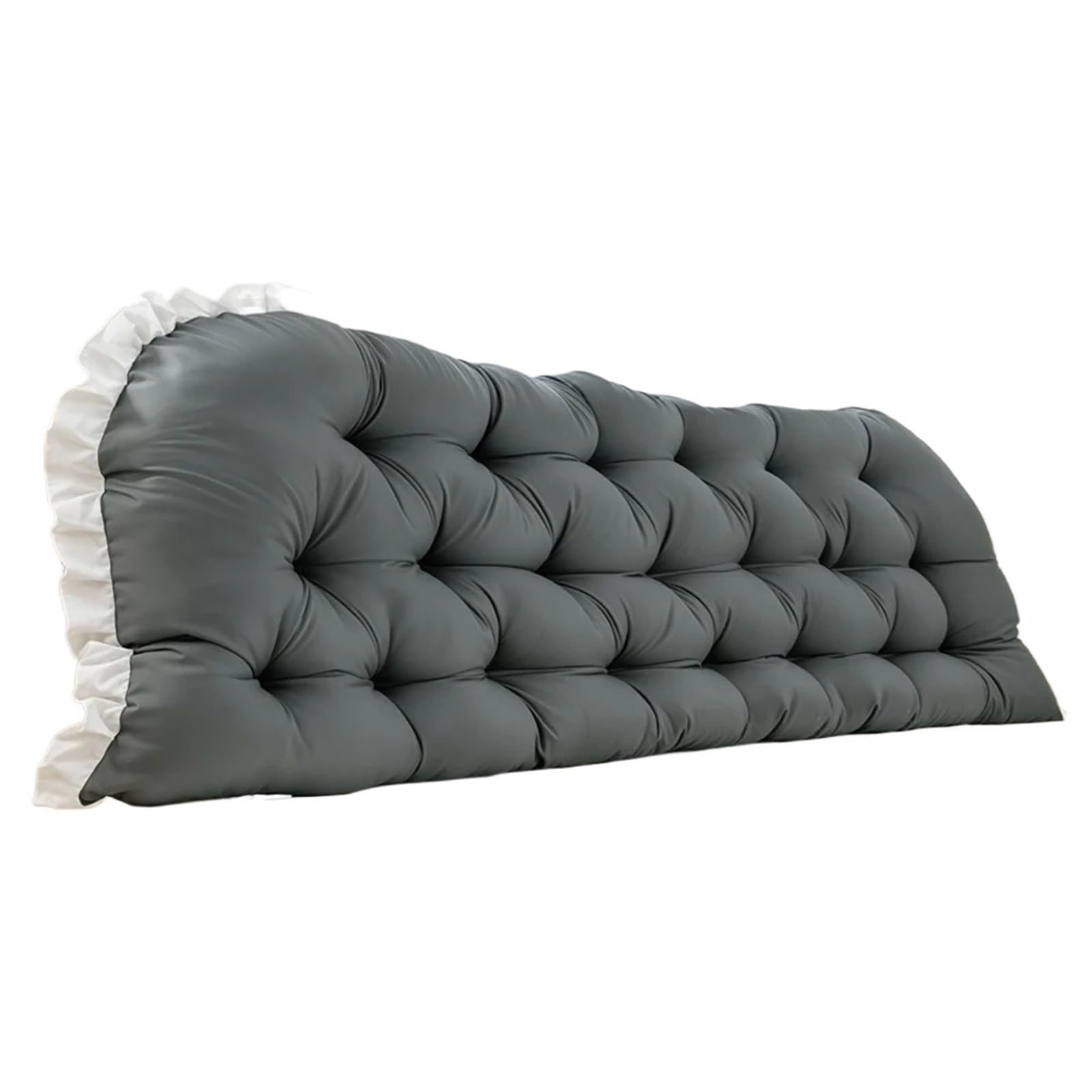 LPATEBCVU Ruffle Bed Backrest 1pc Headboard Pillow For Bed, Upholstered Large Bolster Positioning Support Reading Cushion(Dark Grey)