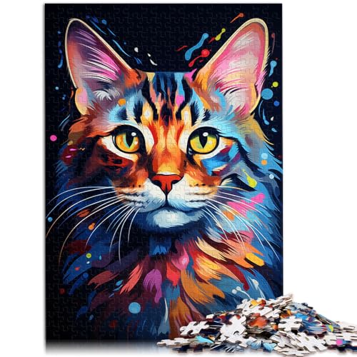 Puzzle de 1000 piezas para adultos, pintura de un gato de Bengala, juguete familiar, alivio del estrés, desafío difícil, 26 x 38 cm