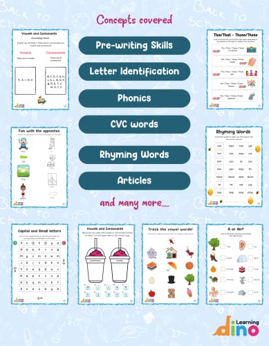 Image of Learning Dino - LKG English Activity Worksheets Pack - 120 Pages + Sticker sheet Medium