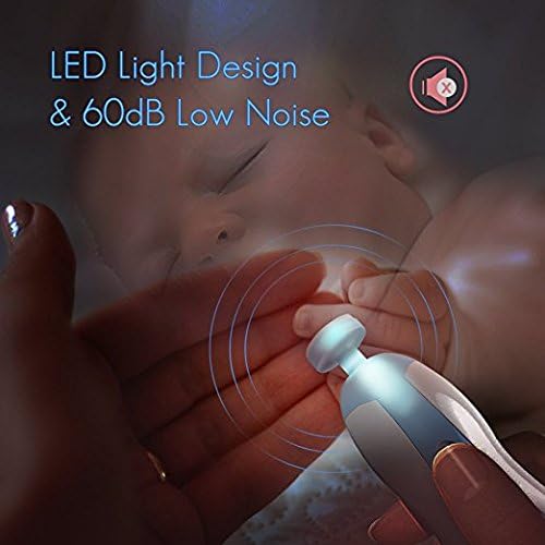 Miniatura 5 de Lima de uñas eléctrica para bebé, juego de manicura con cortaúñas, dedos de los pies, kit de cuidado de manicura para niños o mujeres, luz LED y 10