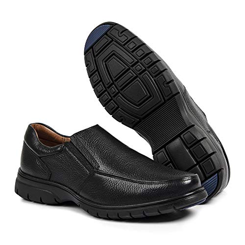 Sapato Linha Extremo Conforto Couro Floater Sem-stress Medical Line - 0501 - Preto Cor:Preto;Tamanho