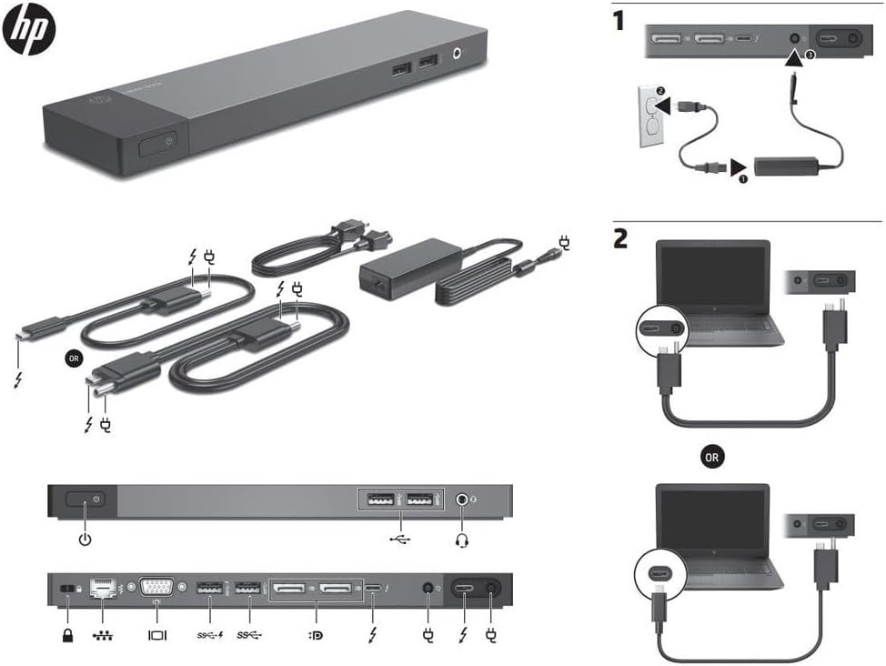 HP EliteBook ZBook Thunderbolt 3 Dock 90W, TB3 Docking Station for USB-C Laptops with USB 3.0, DisplayPort, VGA, RJ45 Ethernet Port (Renewed)