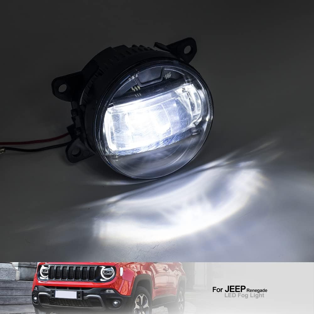 LED Fendinebbia per Je.ep Renegade (BU) 2014.09-2021 Bianco 3.5 pollici Led Paraurti Anteriore Fendinebbia Guida Lampada 2pc Nero Len Kit