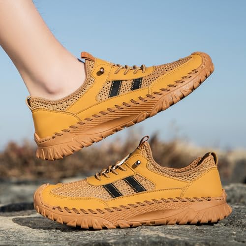 Zenfaze Orthopedic Shoes for Men, Zenfaze Slip On Hiking Shoes, Arch Support Breathable Mesh Elastic Laces Non Slip Outdoor Sneakers2