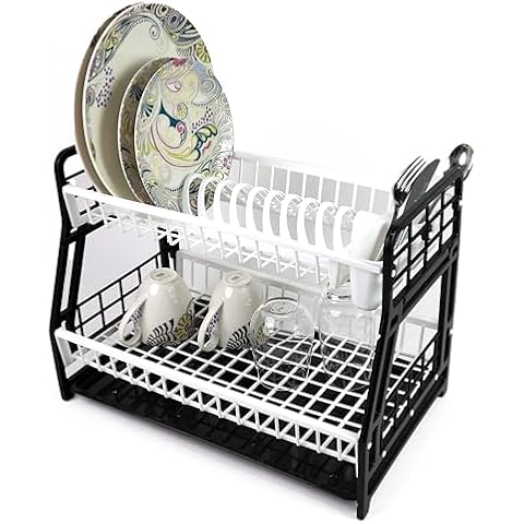 DIVCHI 2-Tier Plastic Dish Drying Rack Cover