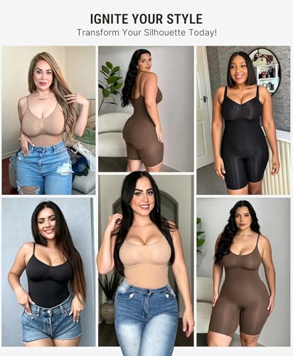 Image of FeelinGirl Shapewear Tummy Control Seamless Bodysuit Hip Enhancer Body Shaper for Women