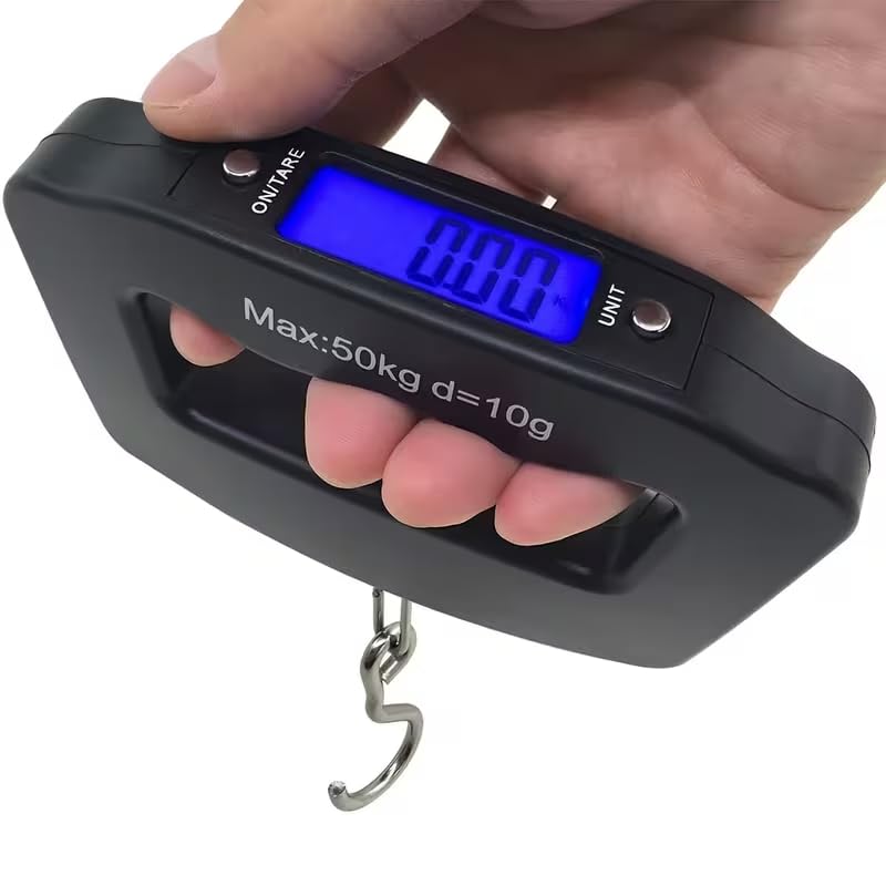 1Pc Portable Digital Hanging Luggage Scale -110.23LB Capacity, AAA Battery-Powered with Easy-Read Backlit LCD Display, Durable Handheld Design for Travel Essentials