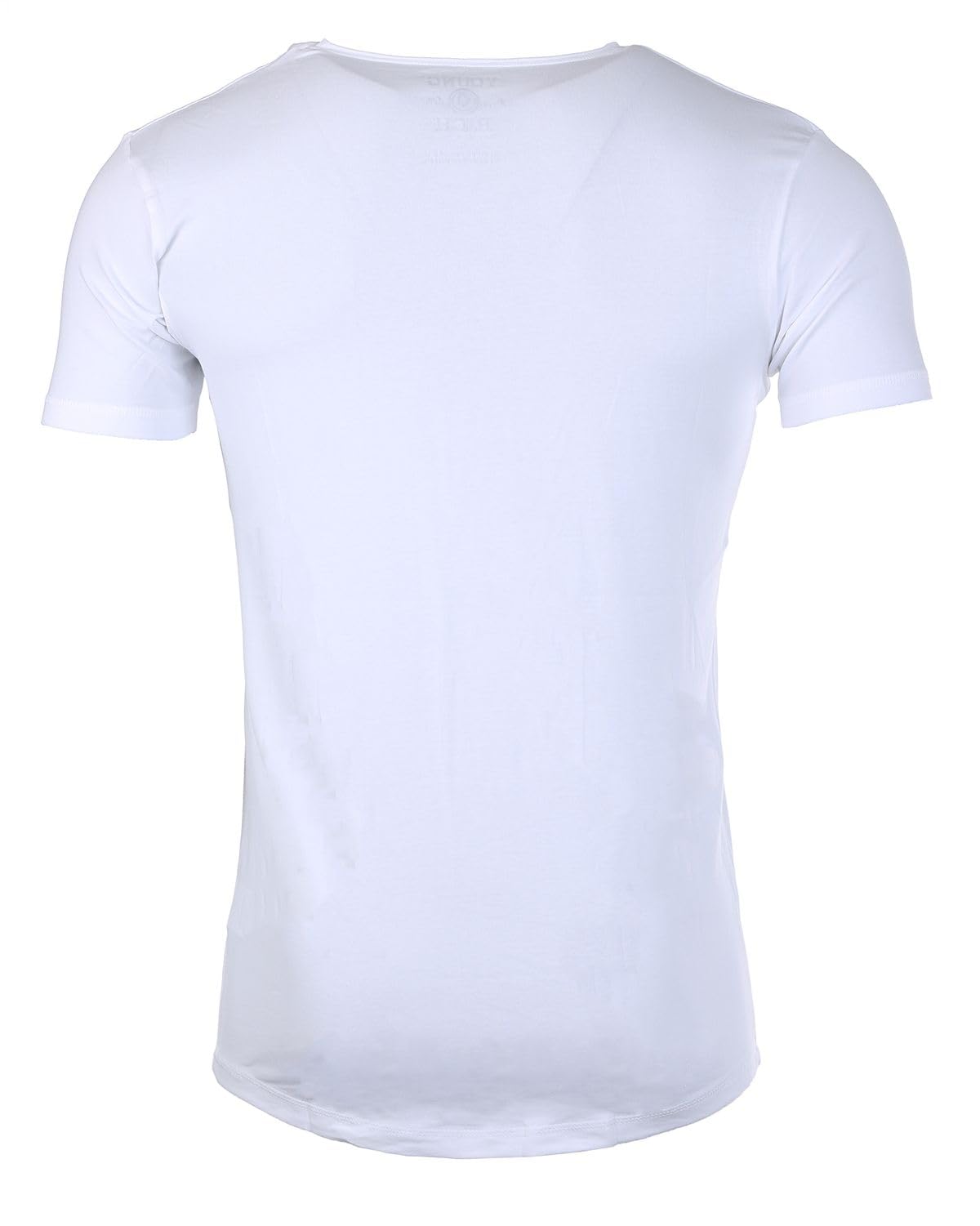 Young & Rich Herren Uni T-Shirt mit tiefem Rundhals Ausschnitt einfarbig körperbetontes Basic Tee Vintage Look - 1702 5er Pack