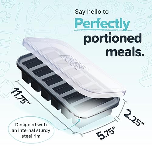 Image of Souper Cubes 1 /2 Cup Silicone Freezer Molds with Lids, Charcoal, 2-Pack | 100% Platinum-Cured Silicone Freezer Cubes, Oven & Microwave Safe, Perfect for Freezing Broth, Sauces, Sides and More