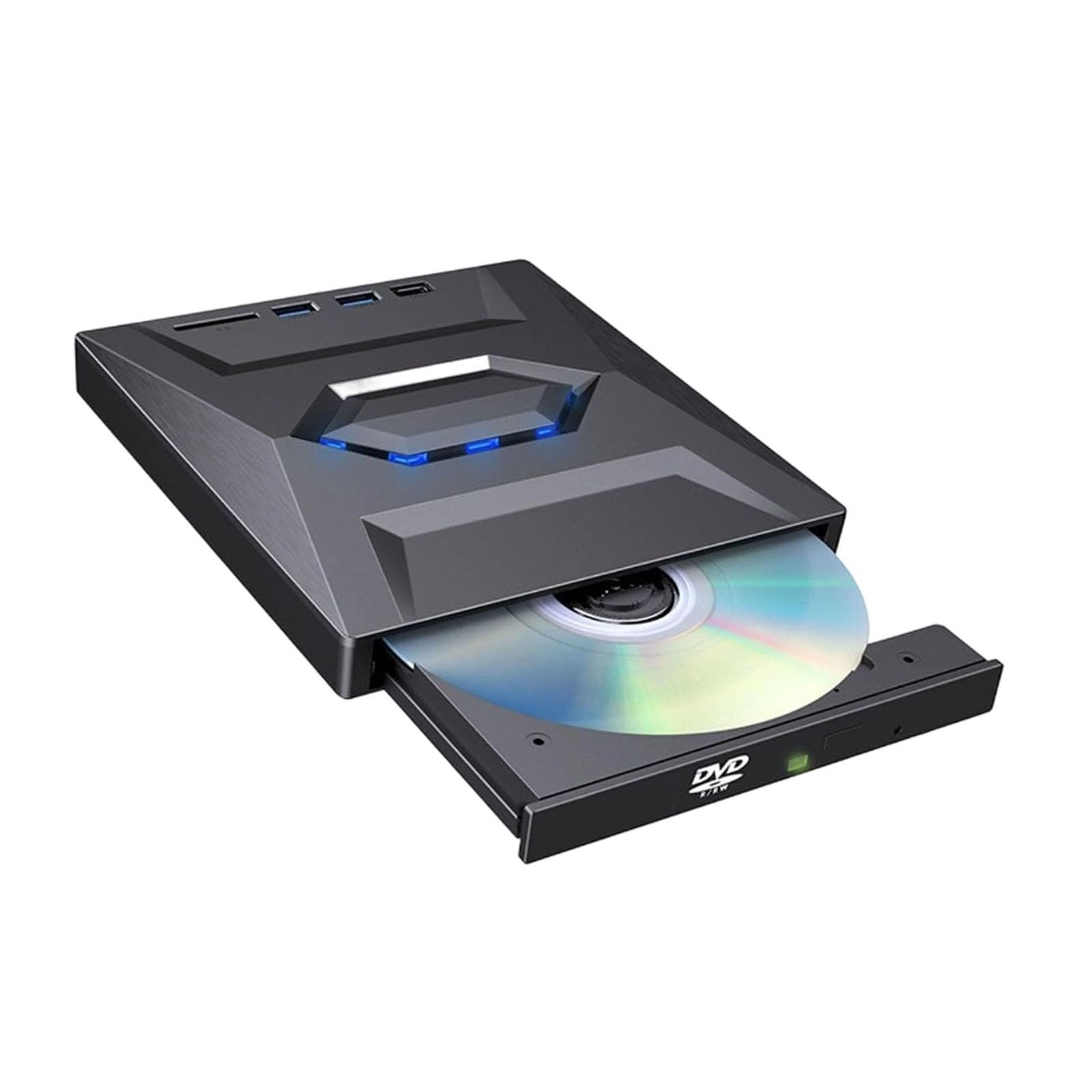 7-in-1 Externes Blu-Ray-Laufwerk, USB 3.0/Typ-C Tragbarer BD/DVD/CD-Brenner, Lesegerät mit USB-Hub, SD/TF-Kartenleser, 6 x Blu-ray-Laufwerk für Laptop, Desktop-PC (1 Stück)