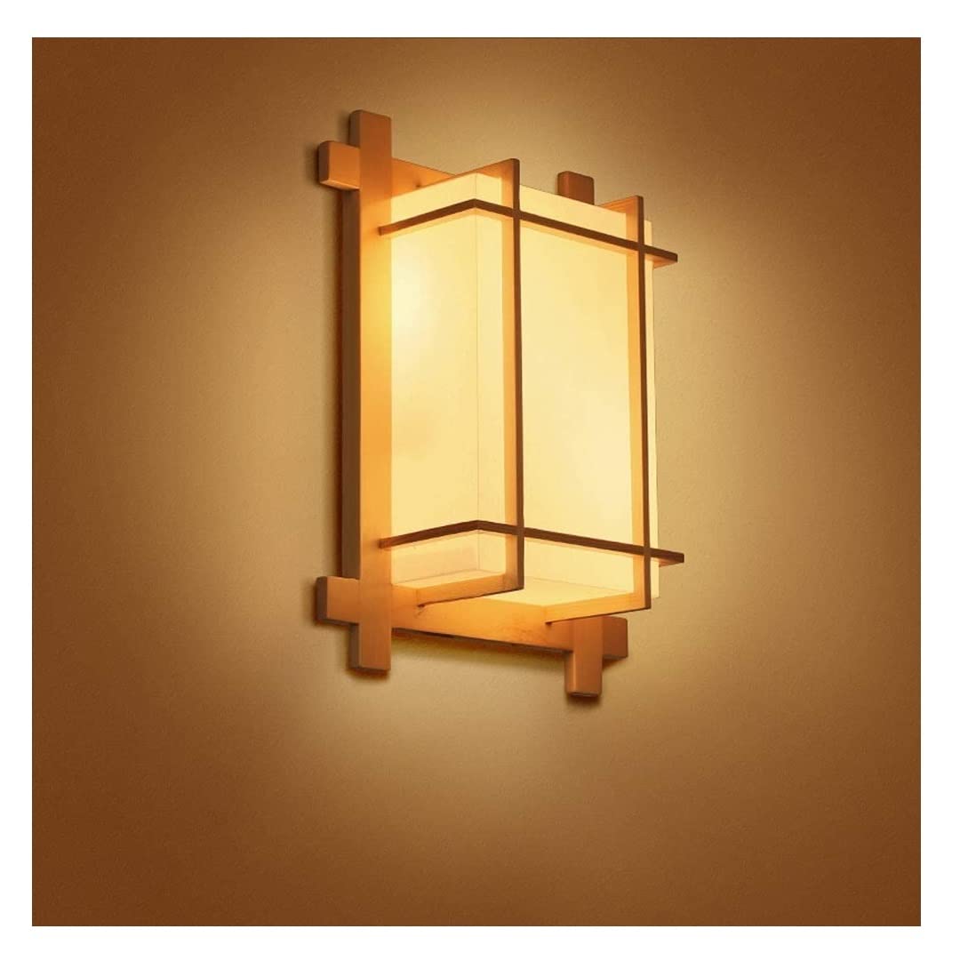 Lampada da Parete, Lampada da Parete con dimmer, Luce Interna in Legno, Decorazione con Telecomando, Applique da Parete nordica in Legno massello, a Batteria, per Camera da Letto,