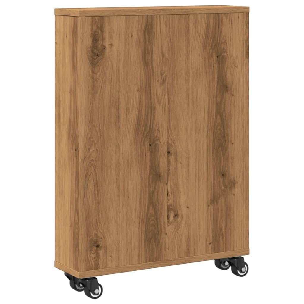 Aufbewahrungswagen Schmal Artisan-Eiche Multifunktionales Bücherregal für Aufbewahrung 48x13x68 Holzwerkstoff