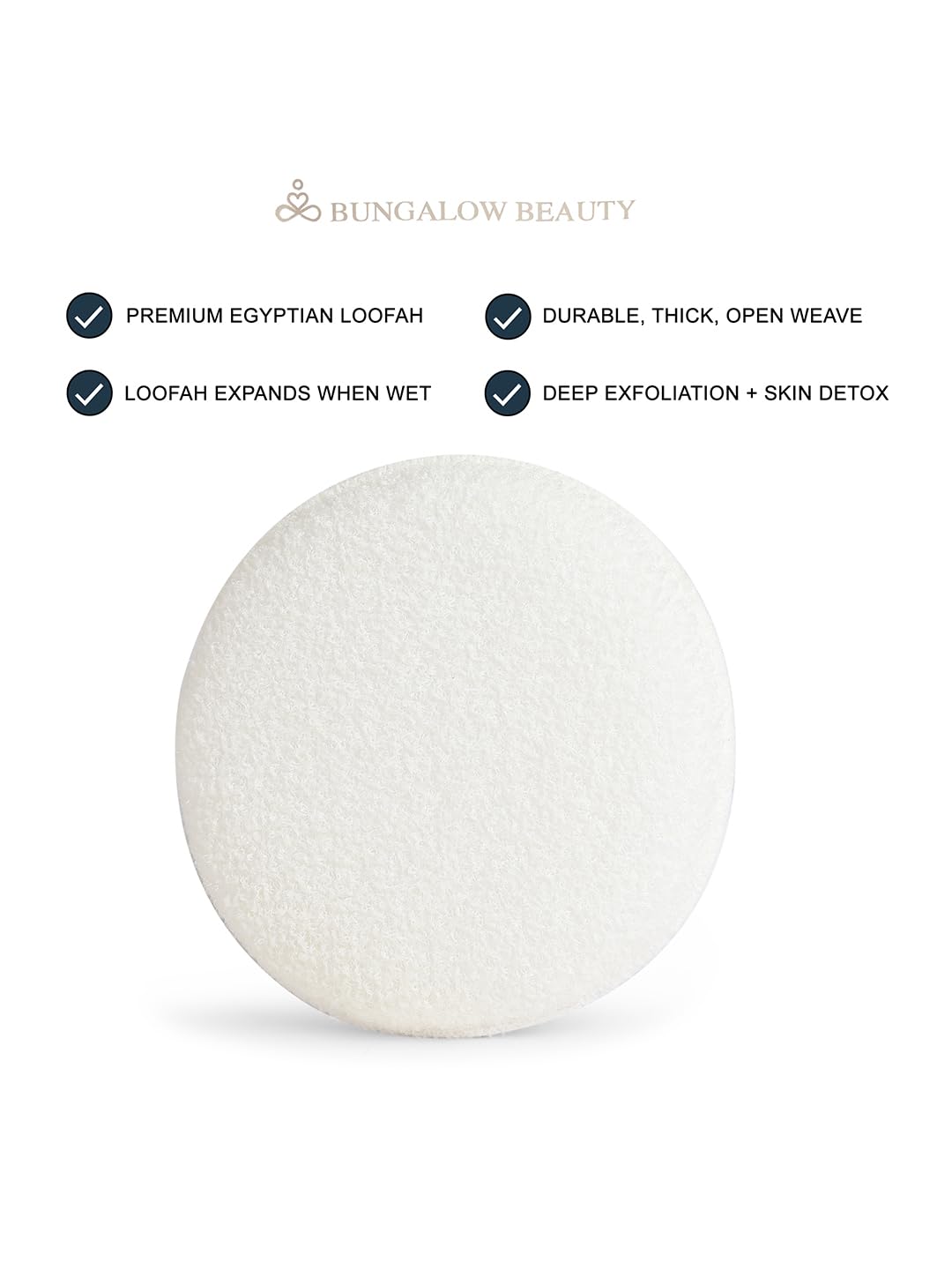 BUNGALOW BEAUTY Microfiber Loofah Back Scrubber and Exfoliating Body Sponge for Bathing, Dry Skin, White (Pack of 2) 2