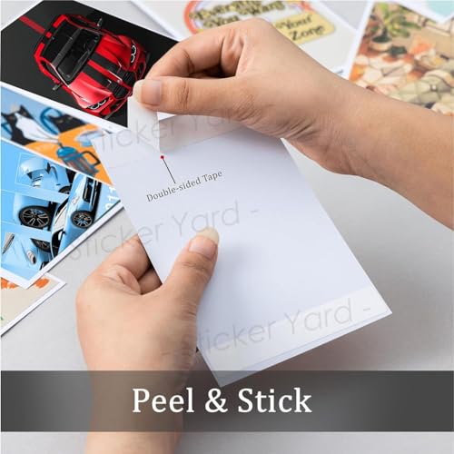Image of StickerYard Car Wall Posters Set of 27 (4x6 Inch) Mini Prints | Classic Retro Car Collage Kit for Room, Garage & Office | 300 GSM Matte Photo Paper, Double Sided Tape Included | Antique Automobile Wall Art Decor