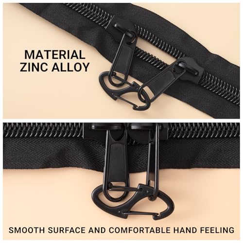 12 Pcs Zipper Clips Anti Theft Deterrent, Dual Opening Zippers Pull Replacement, Zipper Locks for Backpacks, Camping, Suitcases (Black)4