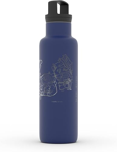 Miniatura 530 de Well Told Botella de agua aislada con mapa Chicago Illinois, grabado de acero inoxidable (21 onzas, gris muelle) botella aislada de mapa