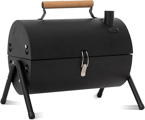 Ergocar Parrilla de barbacoa, parrilla de barbacoa de mesa 2 en 1, barbacoa de hierro portátil con bandeja para hornear, parrilla de carbón con