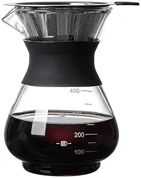 PIQIUQIU Cafetera de Taza Invertida 400 ml, cafetera de Vidrio Goteo Manual cafetera Goteo Manual cafetera Goteo Manual Filtro de Acero Inoxidable