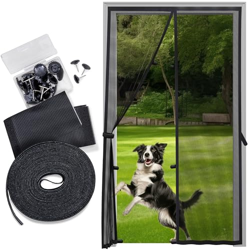 Fiberglass Mesh Magnetic Screen Door – Heavy Duty Self-Closing...