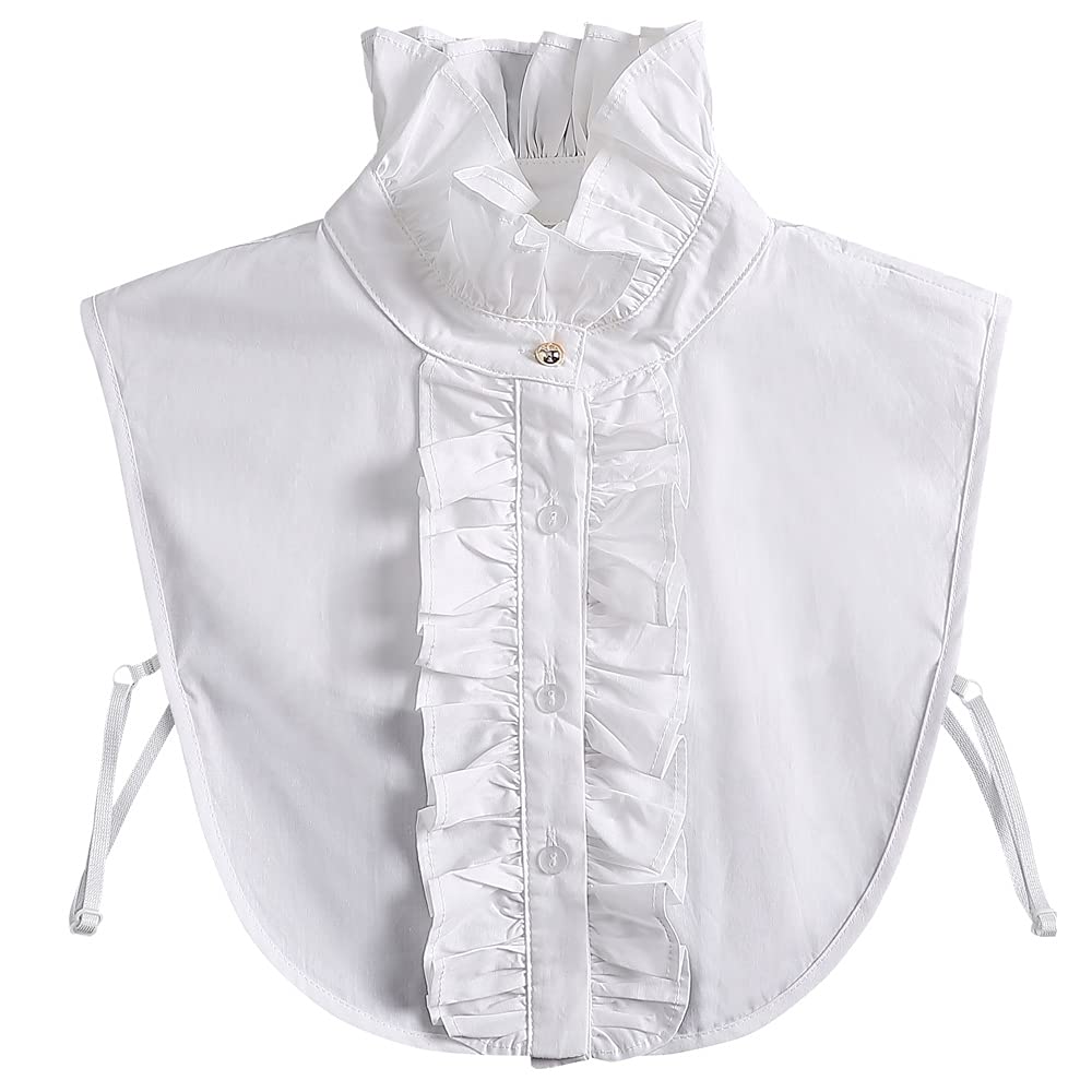 LoudSung Fake Collar Detachable Half Shirt Blouse Ruffled Elegant Design for Women Girls