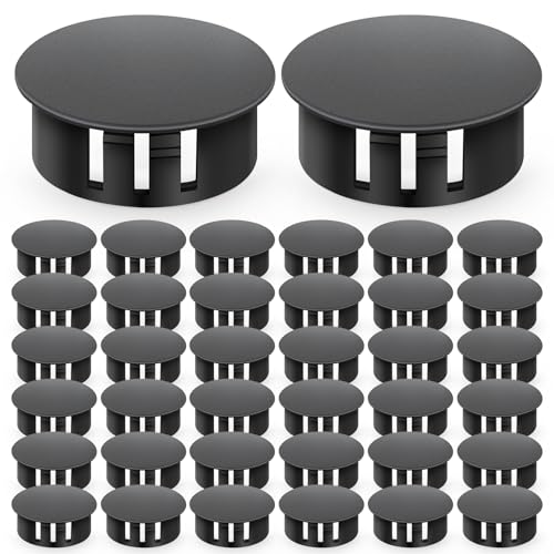 Image of 100PCS 7 /8 inch Plastic Plugs Hole, Black Round PA66 Plug Furniture Hole Decorative Cover
