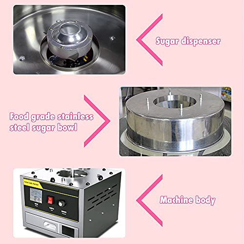 1200 W kommerzielle Zuckerwatte-Maschine – robuste Zuckerwatte-Maschine für Partys und Events | Professioneller silberner Zuckerschleuder – Bild 6