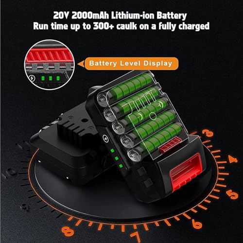 Cordless Caulking Gun 4 Adjustable Speed, 20V Electric Caulk and Adhesive Gun Kit, with Charger and 2 Li-Battery,for Home Renovations - Image 5