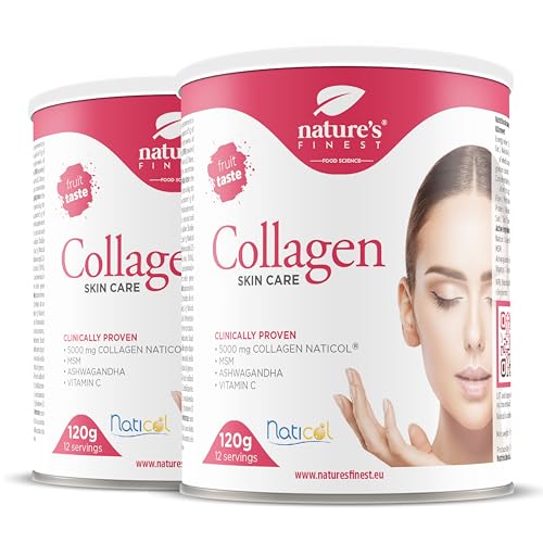 Nature's Finest Colágeno SkinCare con Naticol®, MSM, Ashwagandha y Vitamina C, Colageno marino hidrolizado puro en polvo - Vitaminas para el cabello, piel y uñas