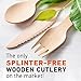 Weemium Disposable Wooden Cutlery Set - 300 Count (100 Forks, 100 Knives, 100 Spoons) – Plastic-free Packaging - Biodegradable Silverware and Splinter-free Compostable Utensils for Parties 3