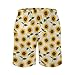 Fashion Beach Short for Men Beautiful Yellow Sunflower Flowers Classic Board Shorts with Pockets Elastic Waist Drawstring Swim Trunks (M)