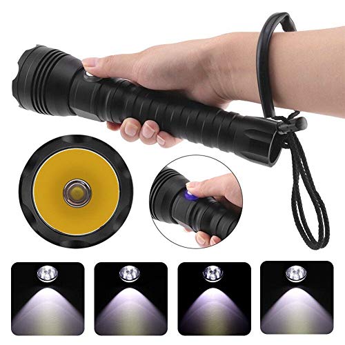 Beck Orlando A28 XHP70 500m 4 Modes Professionnels Lampe de Poche plongée sous-Marine Strong Light à Longue Distance 26650 Lampe de Poche Lampe de plongée Fonction Multiple