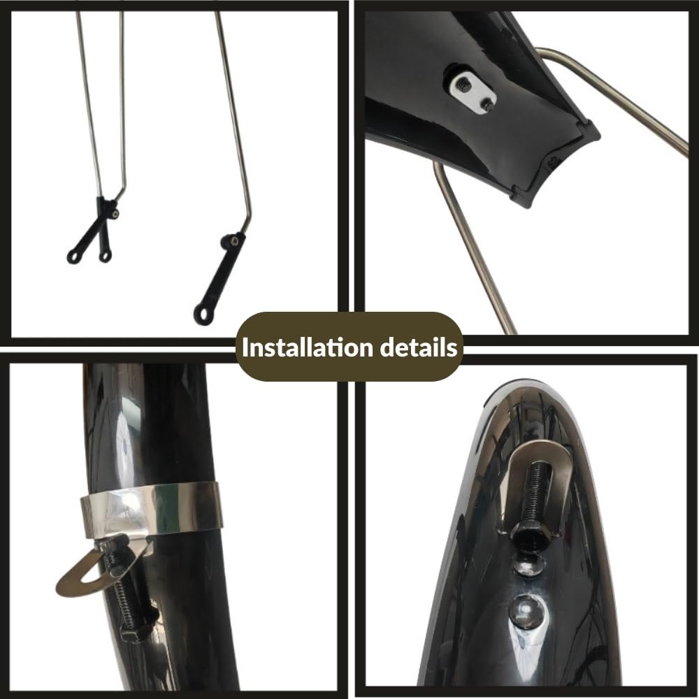 Lot de garde-boue de vélo réglables pour 700 C x 50 mm - Convient aux pneus jusqu'à 45 mm de largeur - En plastique - Noir