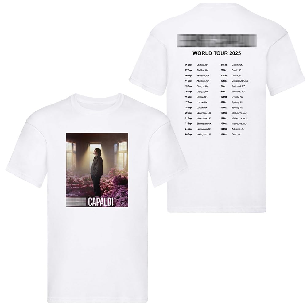 Expert Workwear Unisex White Capaldi 2025 World Tour T-Shirt Music Event Concert Fan Merch Gift Tee Uk Dates