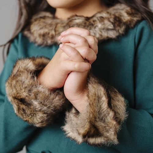 Hope & Henry Girls' Ponte Dress with Faux Fur Collar3