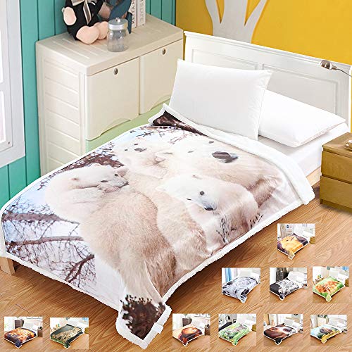 i-baby Manta de Sherpa Manta de Lana para Sofa o Cama Extra Suave Sobrecama Franela Impresa en 3D Doble Capa (Oso Polar, 130x170cm)