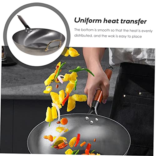 Wok de Cocina con Mango de Madera y Fondo Plano miniatura 3