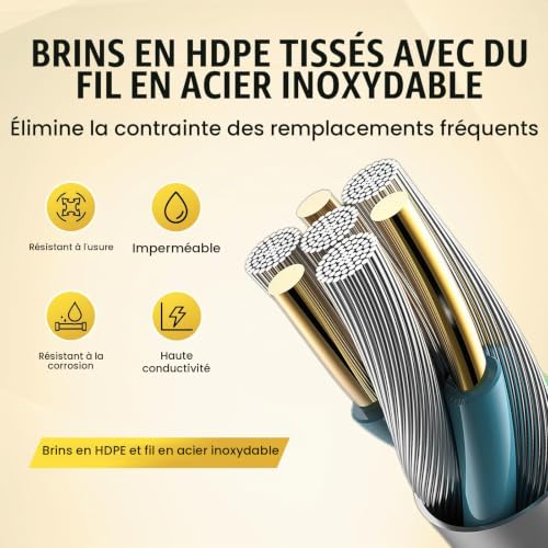 Fil de Clôture Électrique VEVOR 500 Corde PEHD Tissée et Fil 6 Brins Métalliques Mixtes Corde de Clôture pour Chevaux Bovins - vue 4