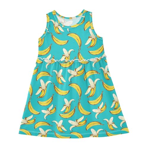 Toddler Girls Banana Dress Sleeveless Cotton Casual Clothes for Home Party Beach Sundress 2-8Y