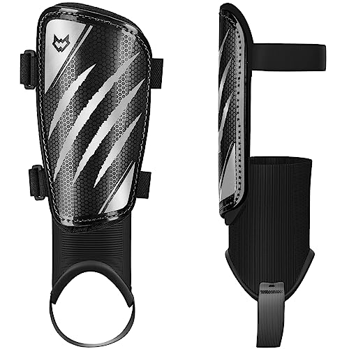 WVVOU Shin Pads Kids, Football Shin Guards for Boys and Girls Shin Guards Football Men with Double Adjustable Straps