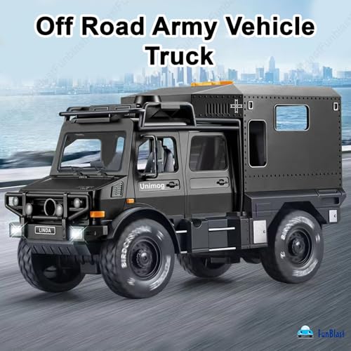 Image of FunBlast Military Truck Toy for Kids, Off Road Army Vehicle Trucks Toys, Friction Power Toys Battle Field Trucks with Light & Sound for 3+ Years Old Boys, Girls, Kids Toy (Black)