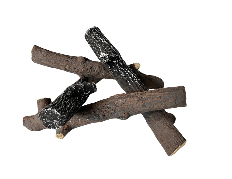 4er-Set Keramikholz Deko-Holz für Bio-Ethanol oder Gas Kamin hitzebeständige Keramik-Holzscheite