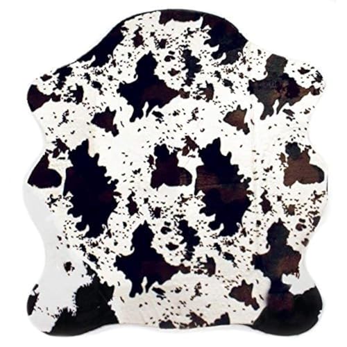 MustMat Cute Cow Print Rugs 4.6'x5.2' Western Cowboy Decor Faux Cow Hide Rug for Kids Room