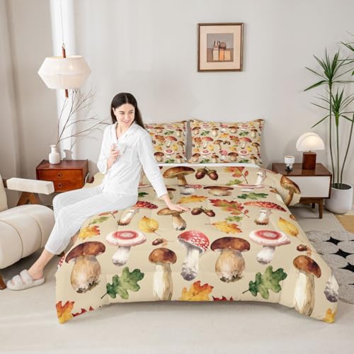 Image of Feelyou Mushroom Fungus Wild Comforter Set Queen Size Kids Boys Girls