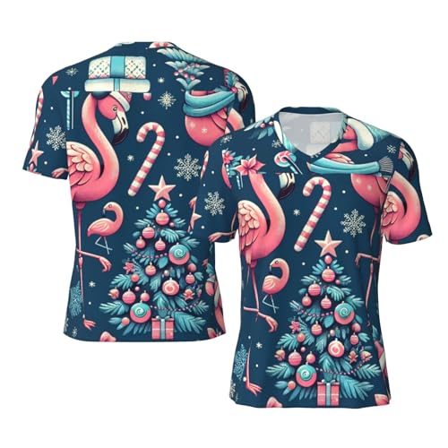 Stylish Athletic Sports Jersey Flamingo-Christmas-Snowflake Men's Rugby Jersey 4X-Large