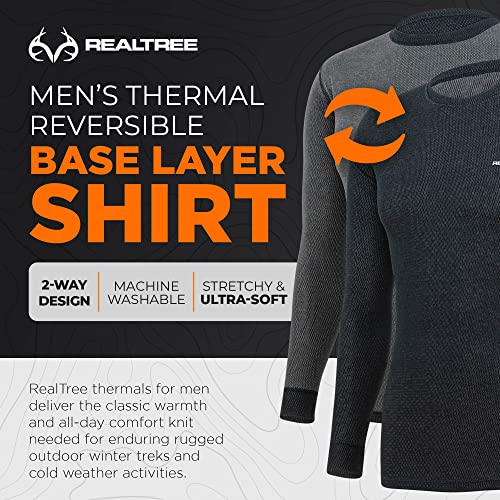 Realtree Reversible Mens Thermal Long Sleeve Shirt Hunting Gear- Base Layer,Warm Waffle Knit Under Top (1 Reversible Shirt)3