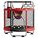 ZCMHAXJ 55" Trampoline for Kids with Enclosure, 440lbs Capacity Indoor & Outdoor Toddler Trampoline with Adjustable Gymnastics Bar & Toys, Gifts for Boys & Girls